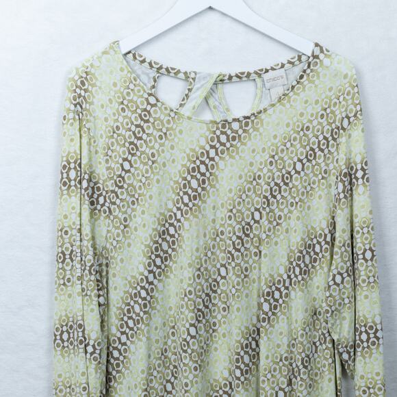 CHICOS Geometric Print Tunic Top Soft Stretchy Rayon Jersey Sz 4 XXL - Picture 2 of 8